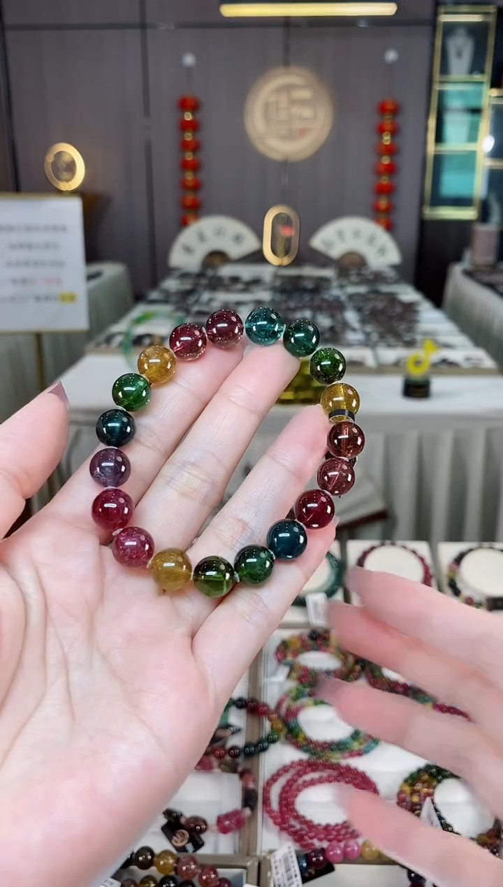 未镶嵌老矿碧玺彩虹单圈手串10mm+碧玺hon多样性发货一条