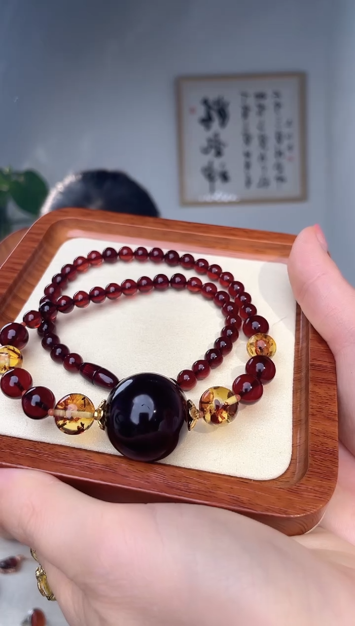 未镶嵌颈饰琥珀26+大单珠血珀锁骨链