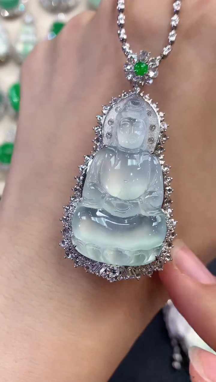 【闪购商品】翡翠吊坠(不含链)18K金镶嵌D81     