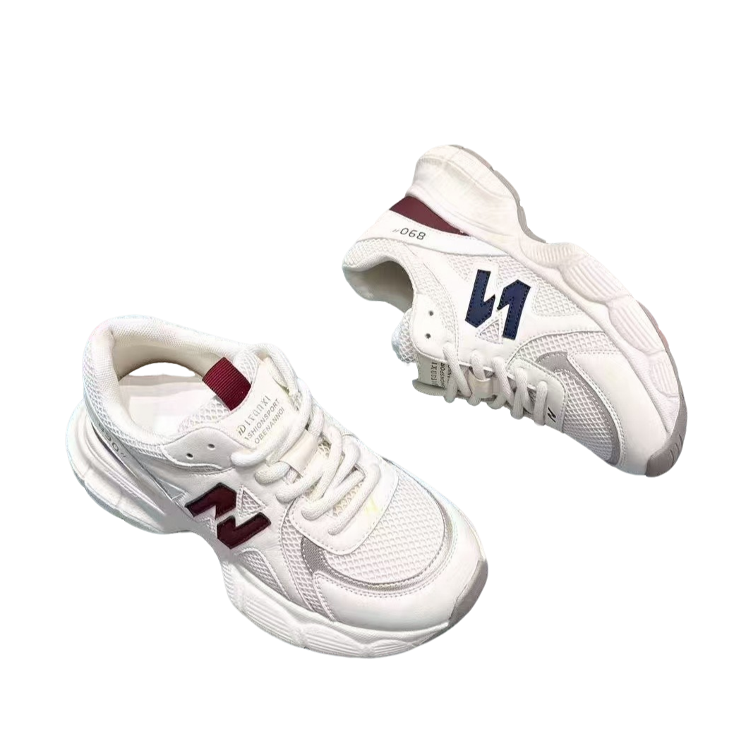 2025年老爹鞋女鞋网面运动鞋潮流时尚休闲百搭夏季透气系带小白鞋