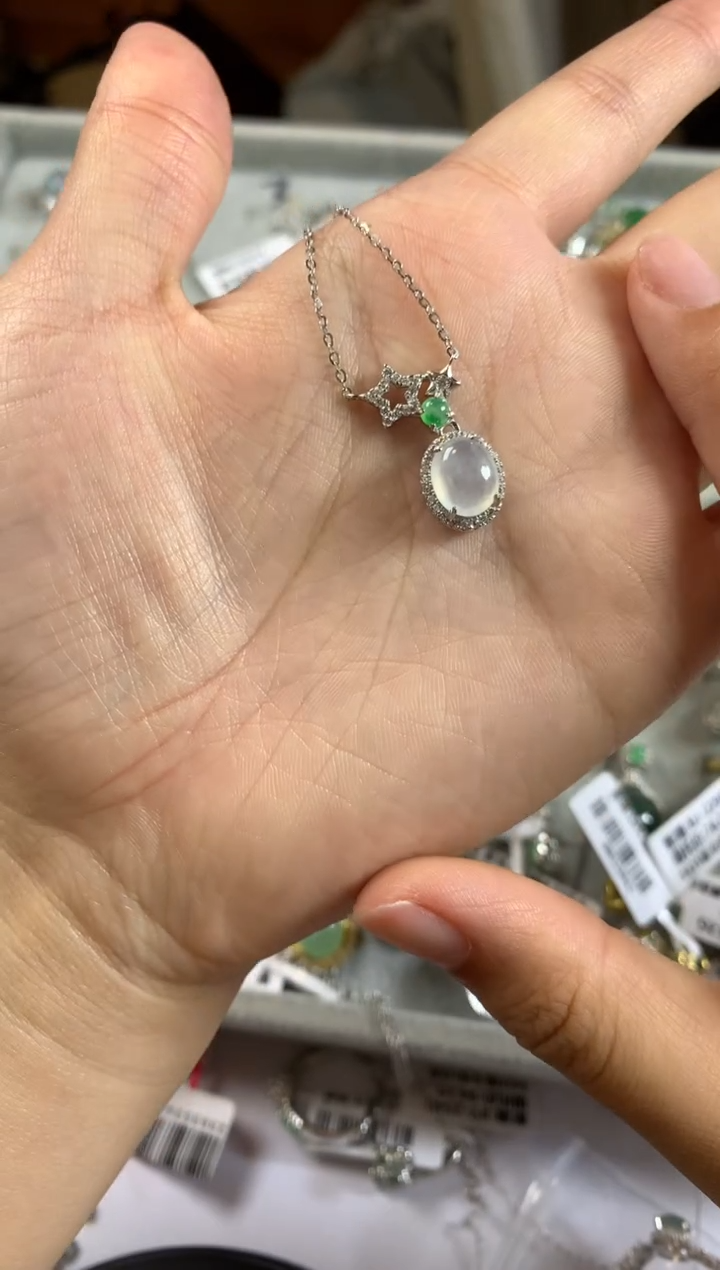 银S925镶嵌戒指翡翠项链1