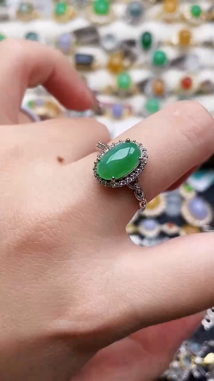 银S925镶嵌戒指翡翠195