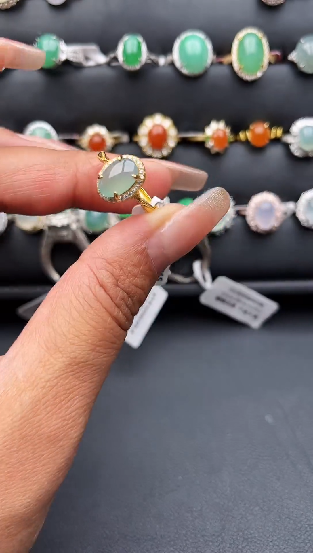 【闪购商品】翡翠戒指银S925镶嵌缅甸天然A货翡翠S925银镶嵌