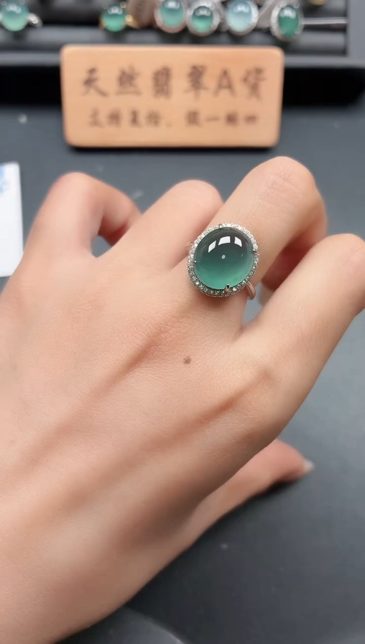 银S925镶嵌戒指翡翠111