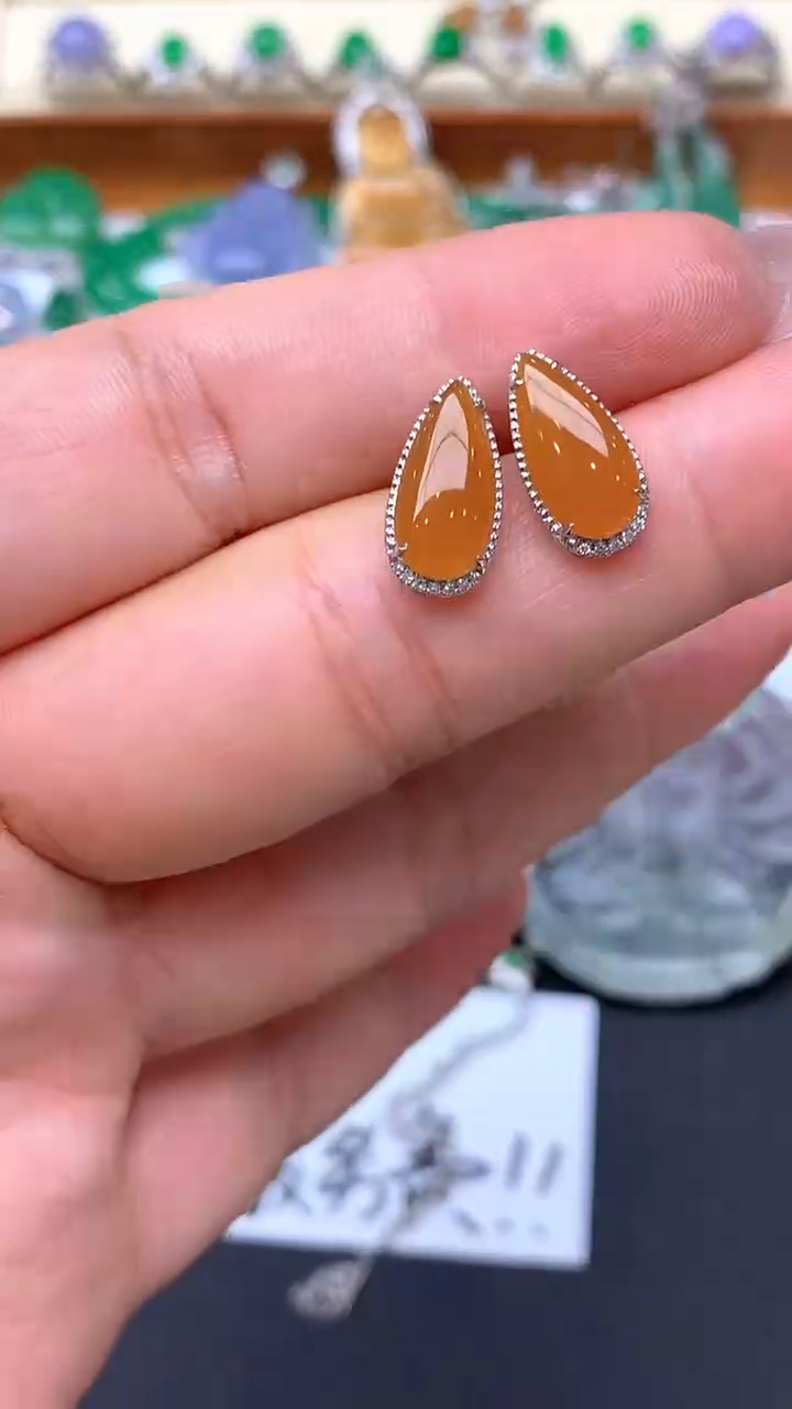 【闪购商品】翡翠耳饰18K金镶嵌183-天然翡翠