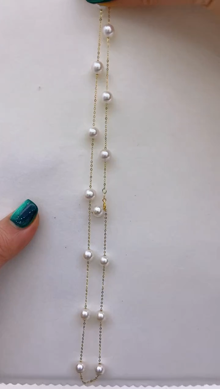 【闪购商品】淡水珍珠项链18K金镶嵌13 6.5-7mm