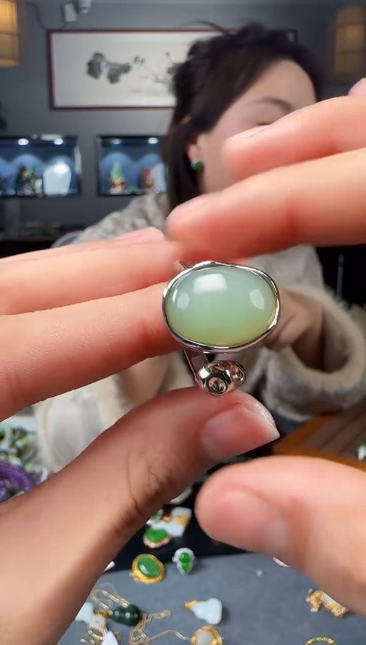 【闪购商品】和田玉戒指银S925镶嵌1
