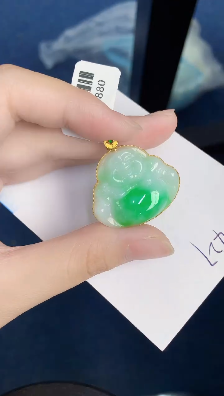 翡翠18K金镶嵌颈饰000000000