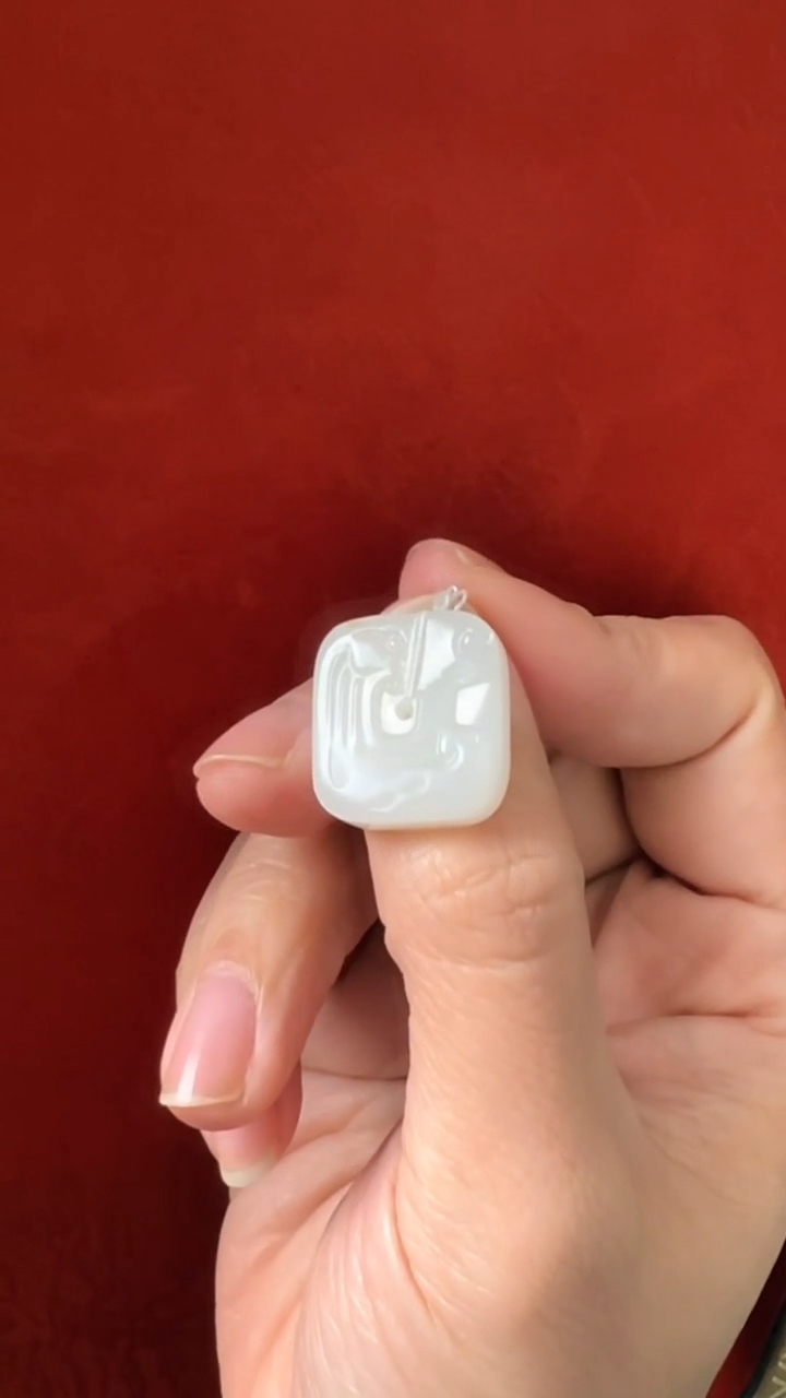 未镶嵌和田玉挂件新疆料仿古凤纹方扣