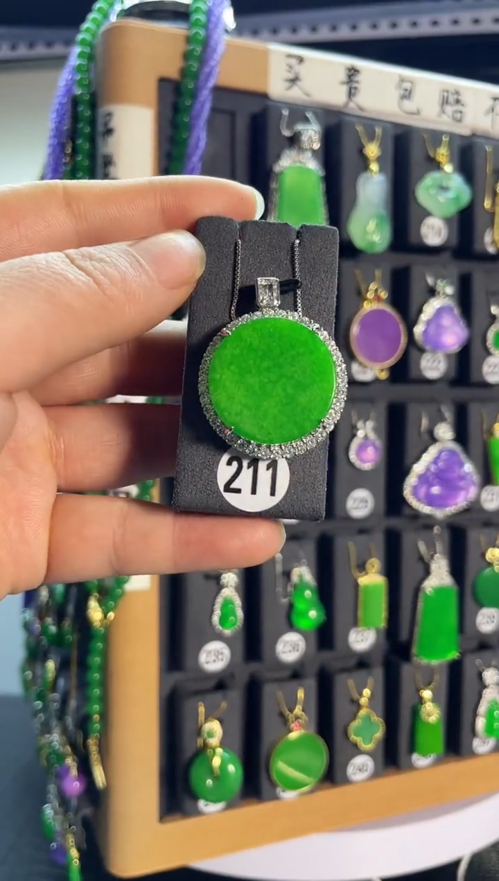 【闪购商品】翡翠耳饰银S925镶嵌老211