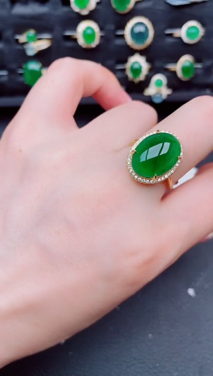 翡翠戒指银S925镶嵌天然a货翡翠270