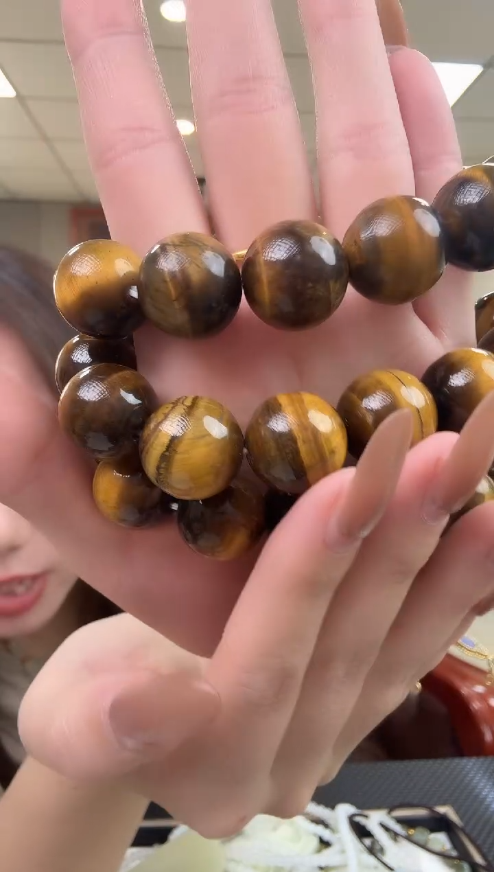 合金手串木变石（虎睛石）虎睛石 圆形手串