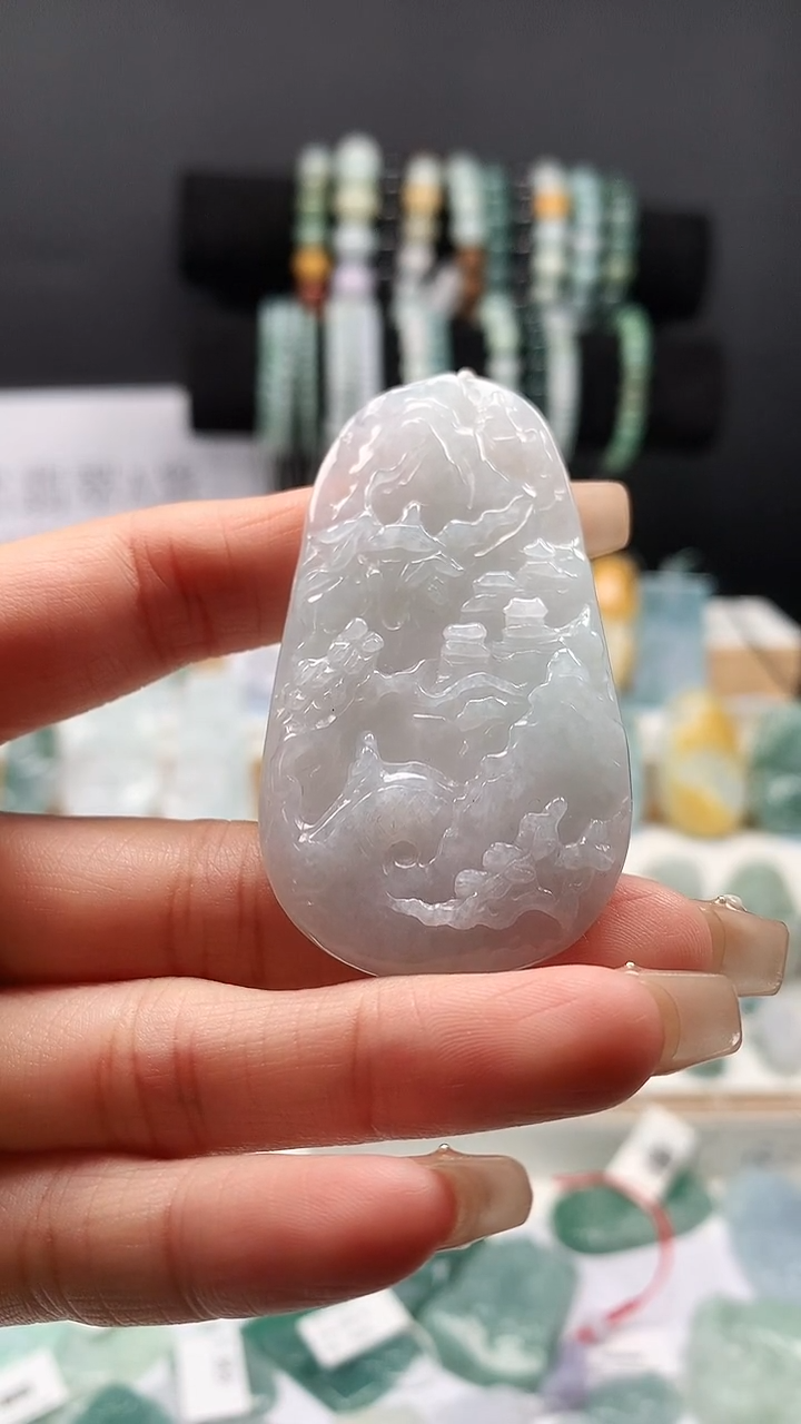 吊坠(不含链)未镶嵌翡翠53山水牌