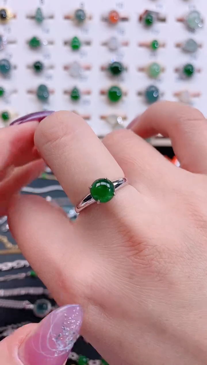 银S925镶嵌戒指翡翠天然翡翠