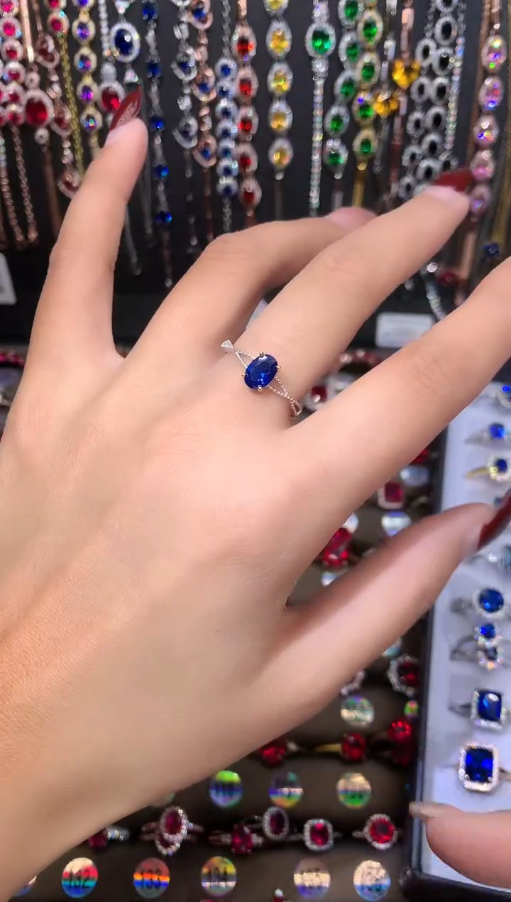 【闪购商品】蓝宝石戒指银S925镶嵌银色