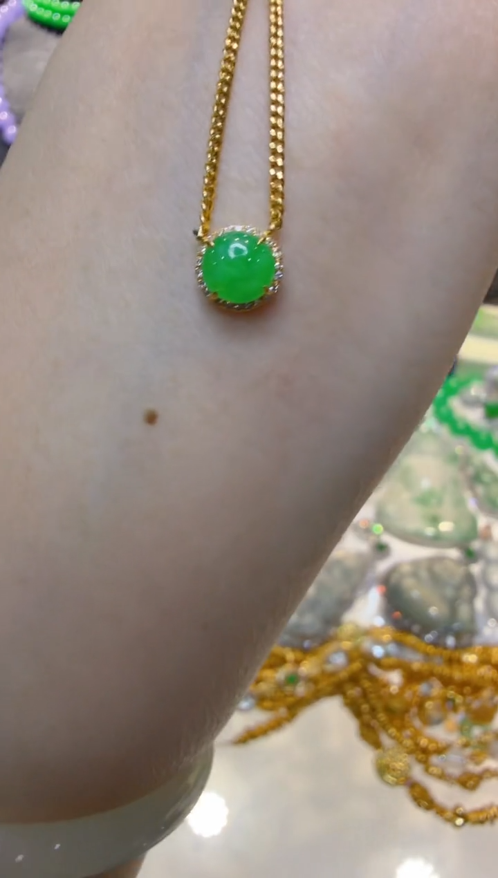 套链18K金镶嵌翡翠多样性团购发一件