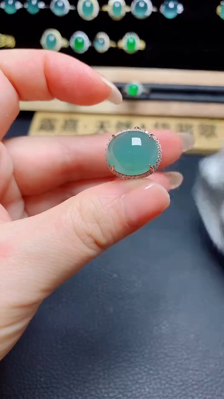翡翠戒指银S925镶嵌天然翡翠A货s925银镶