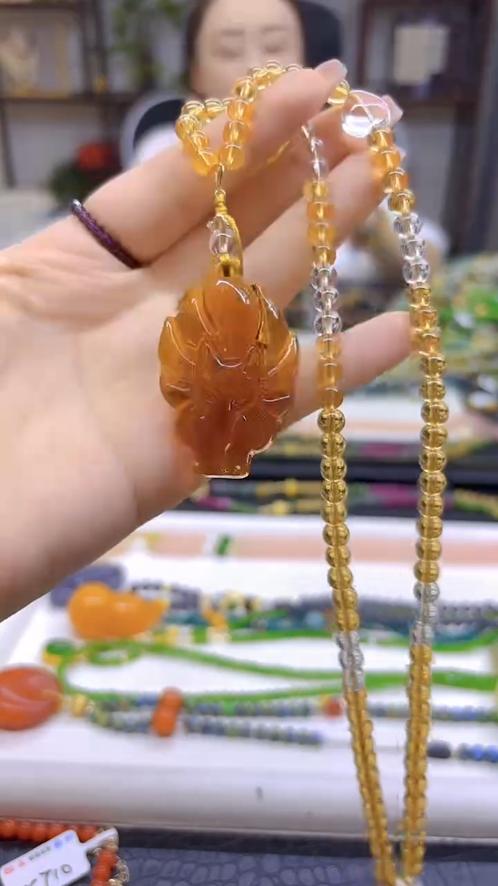 未镶嵌毛衣链黄晶DIY款M711