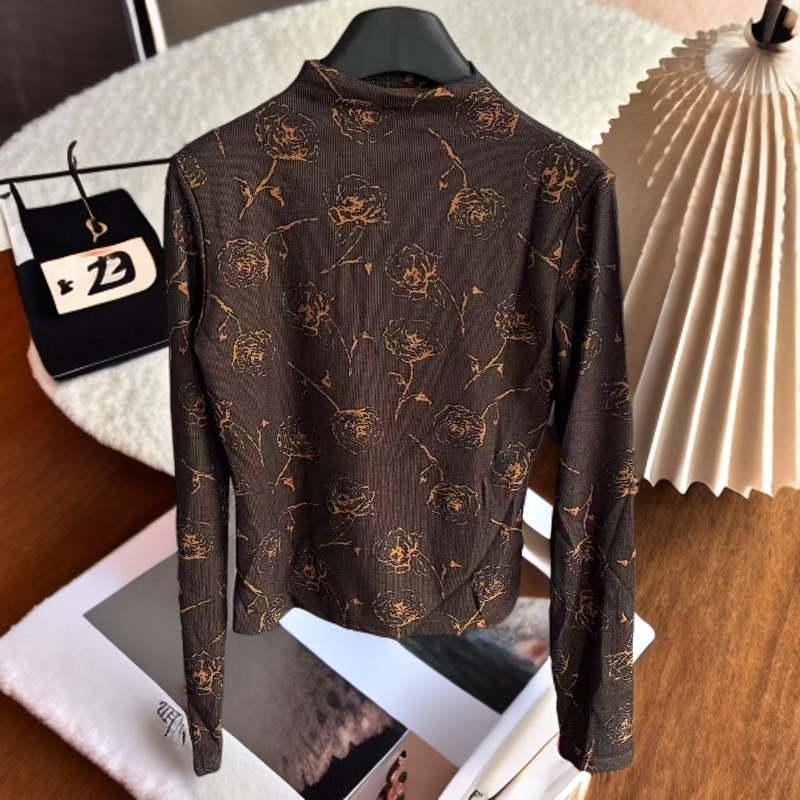 【Z】103/931709 /140 提花半高领长袖T恤时尚百搭打底衫