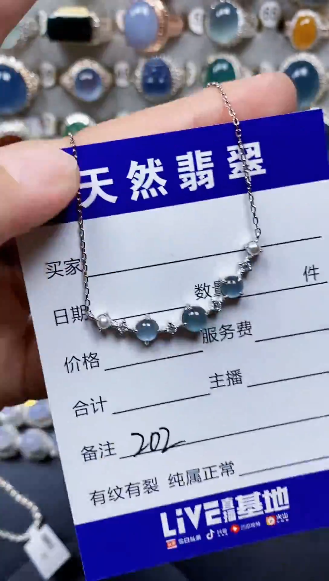 颈饰银S925镶嵌翡翠303