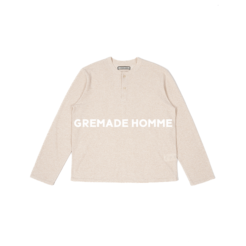 GREMADE 可机洗亚麻老钱ROW风亨利领打底长袖T恤