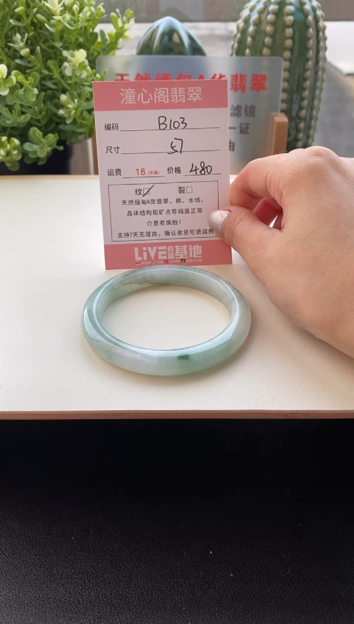未镶嵌手镯翡翠圈口57编码B103
