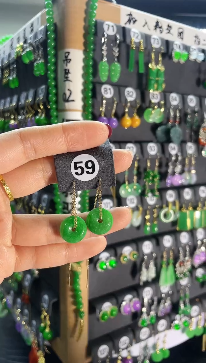 【闪购商品】翡翠耳饰银S925镶嵌59...