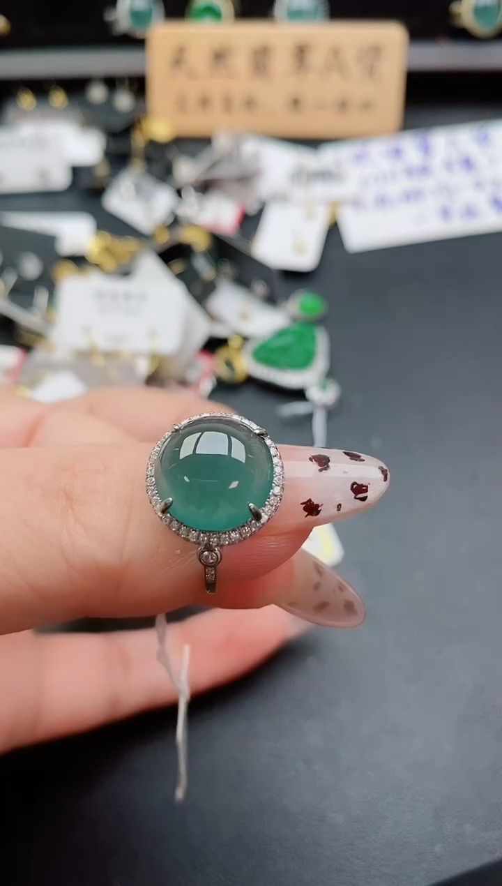 银S925镶嵌戒指翡翠1