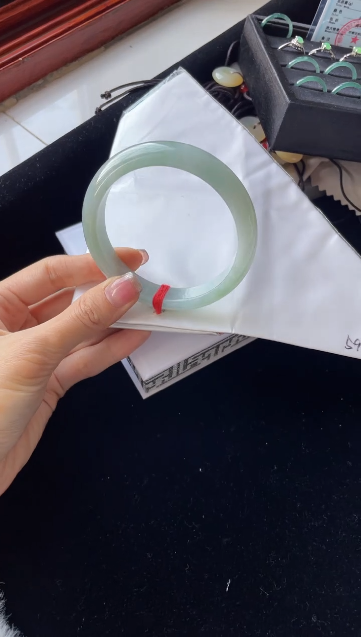 【闪购商品】翡翠手镯未镶嵌L圈口59+编号12