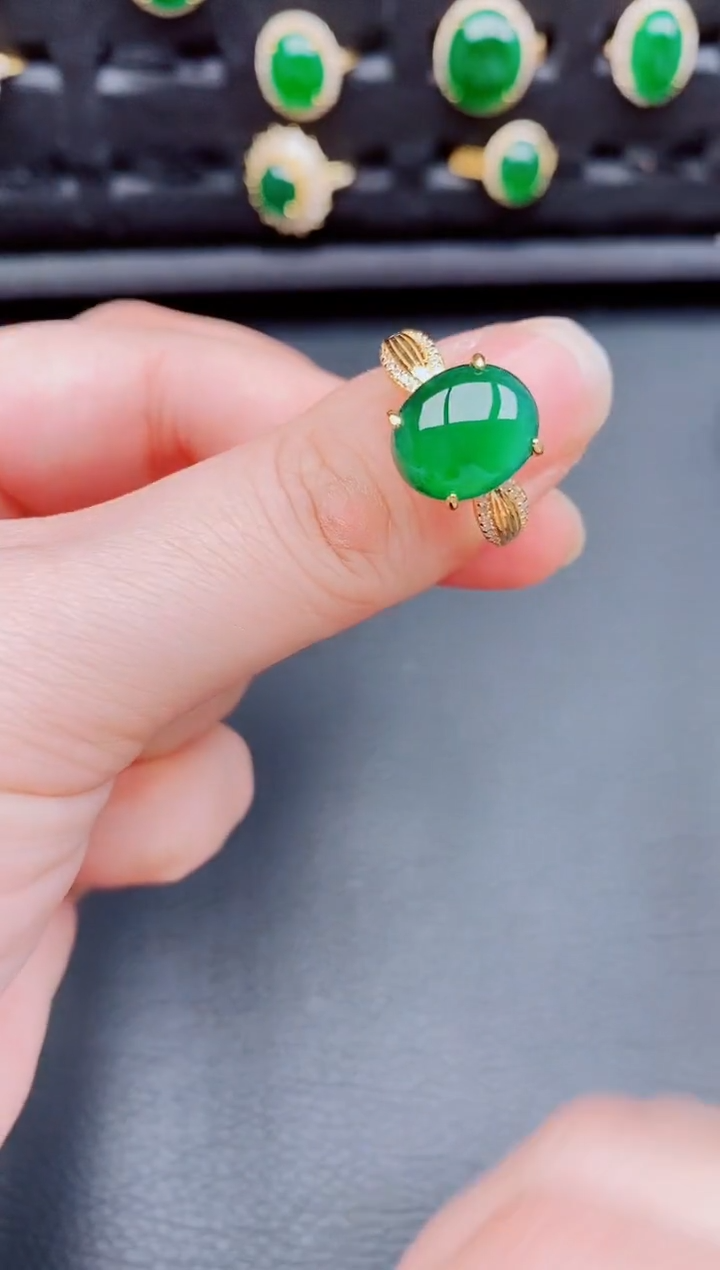 【闪购商品】翡翠戒指银S925镶嵌天然a货翡翠245