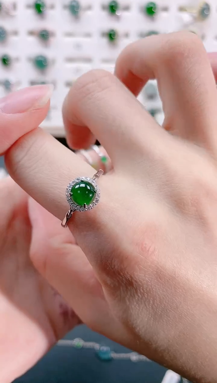 【闪购商品】翡翠戒指银S925镶嵌天然翡翠