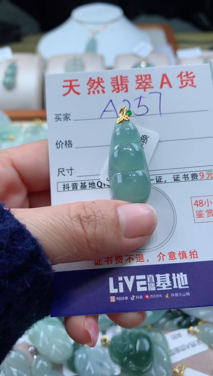 【闪购商品】翡翠颈饰18K金镶嵌天然A货翡翠挂件