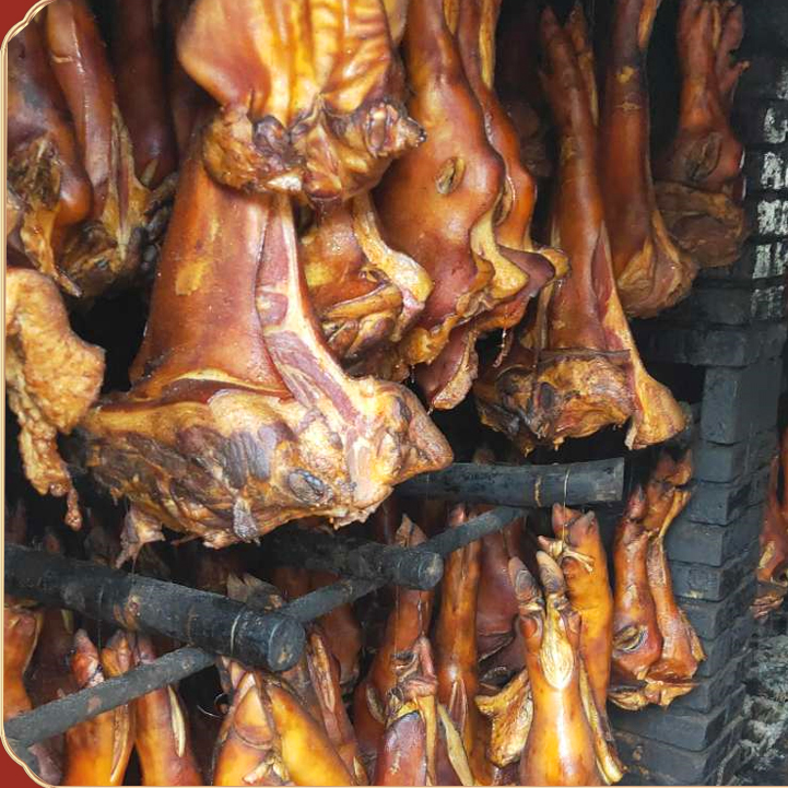 四川风味柴火烟熏腊猪脚传统3代工艺制作特产