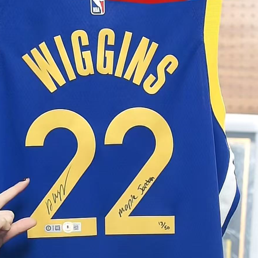维金斯亲签勇士客场蓝sw加签装裱收藏【铭人堂亲签球衣直播专属链