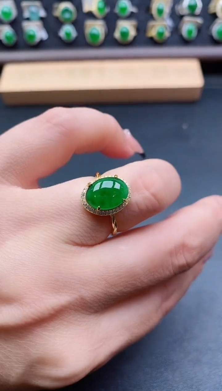 银S925镶嵌戒指翡翠1