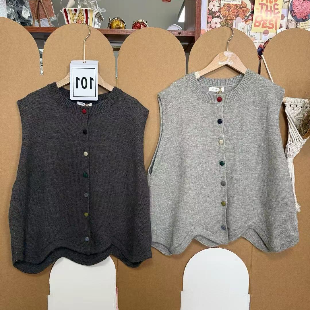 「柴柴」针织马甲花边下摆