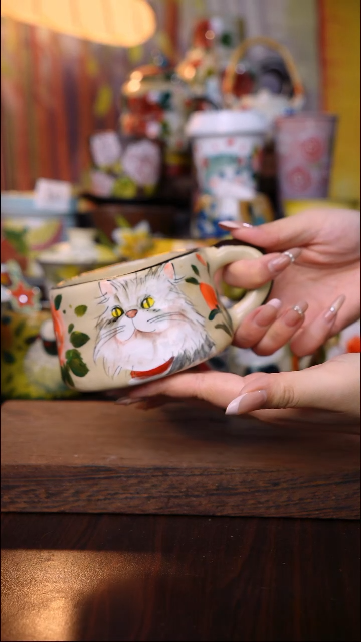 杯子陶泥垚手作 景德镇手工手绘陶瓷器物