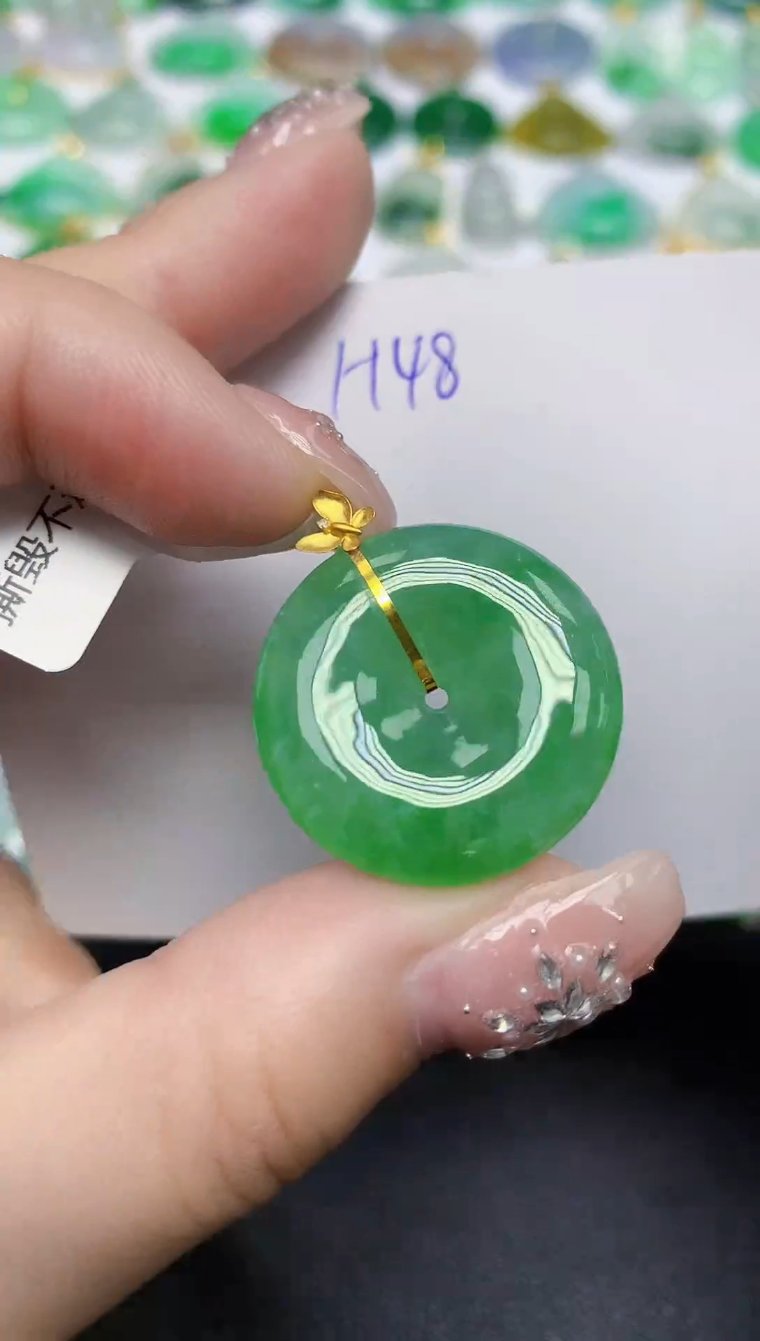 颈饰18K金镶嵌翡翠天然缅甸翡翠A货翡翠百元以上9元证书费自理