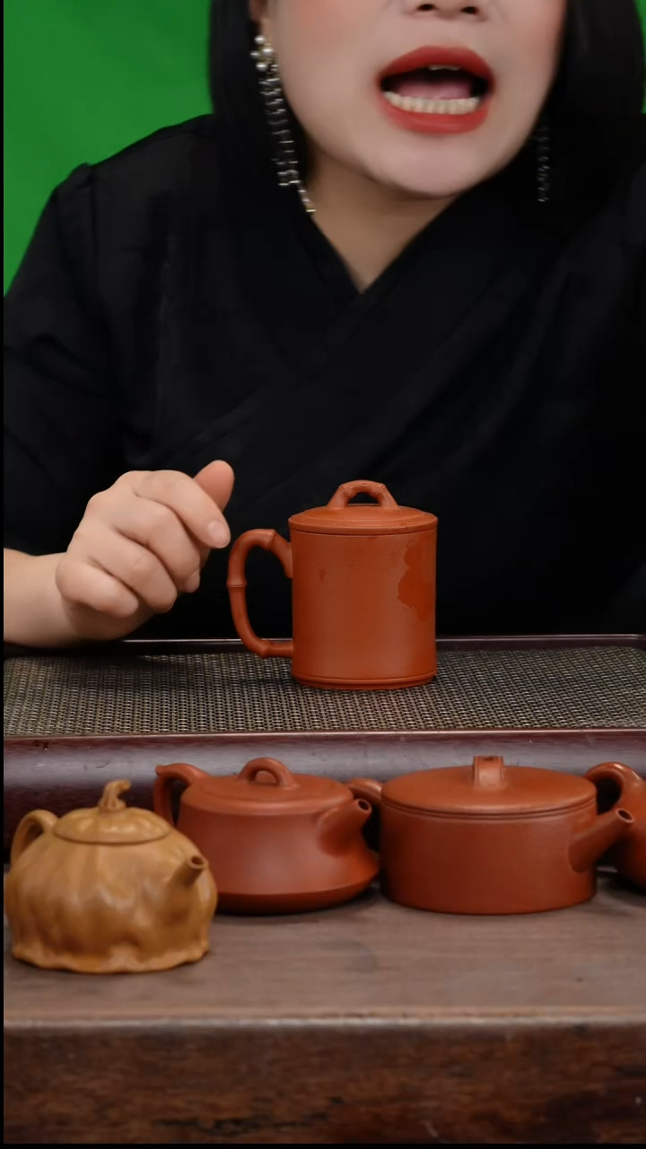 【闪购商品】紫砂茶壶龙山朱砂竹节盖杯