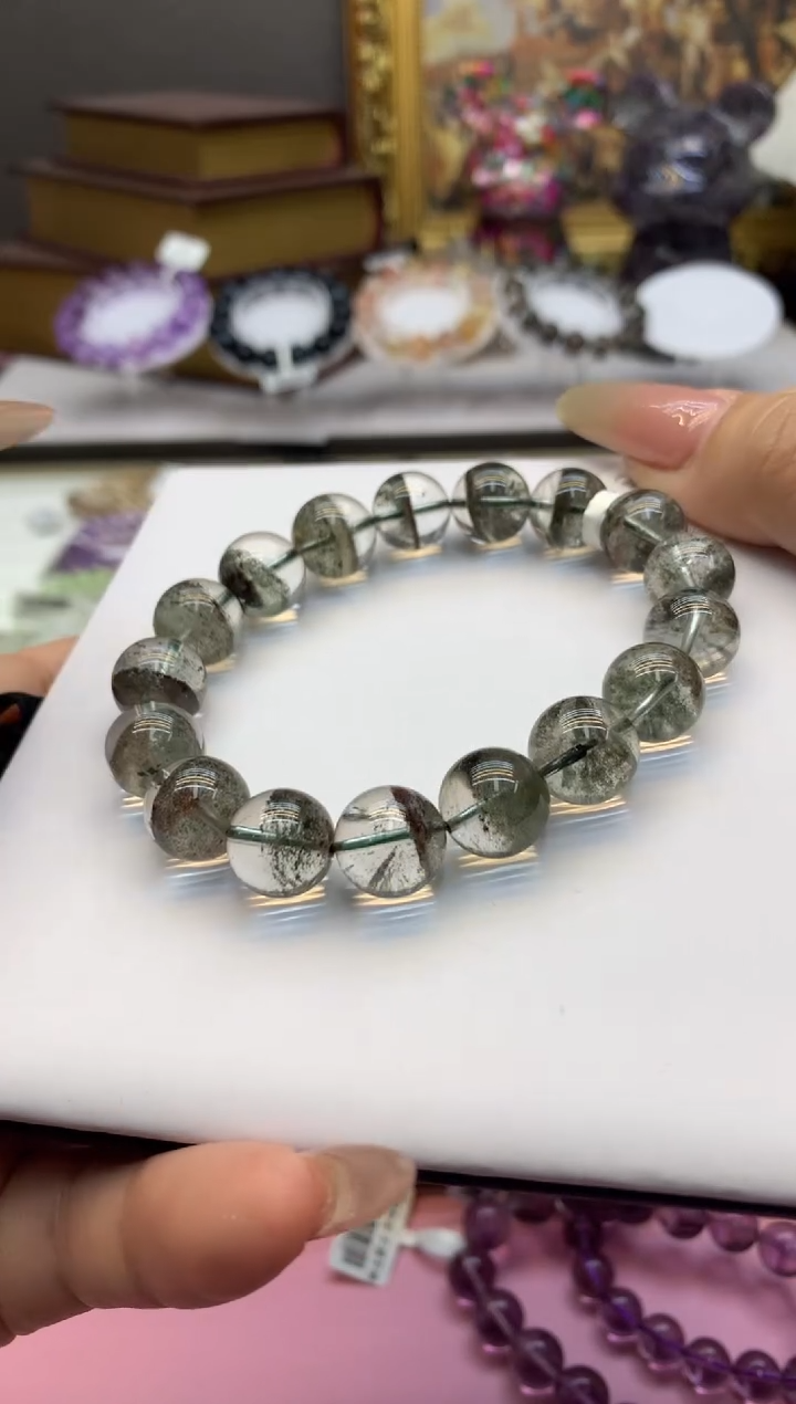 【闪购商品】水晶手串未镶嵌12+绿幽灵千层  颜色以实物为主