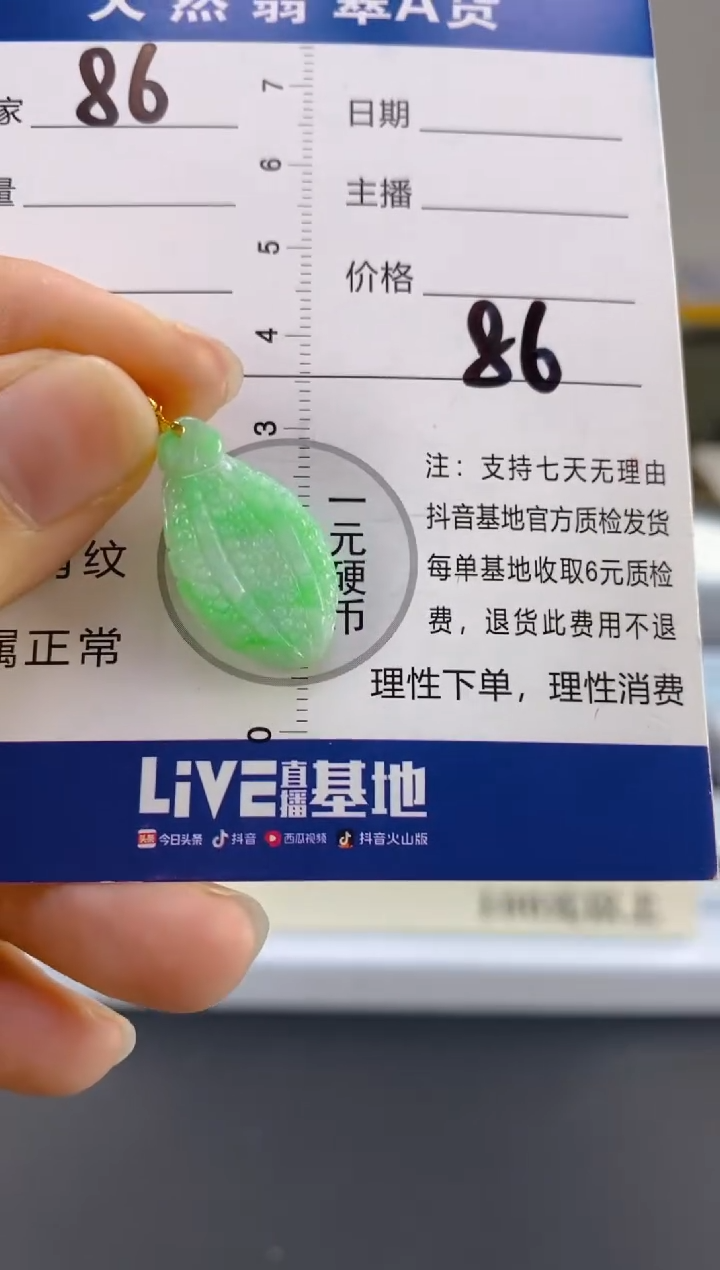 【闪购商品】翡翠颈饰18K金镶嵌天然A货翡翠