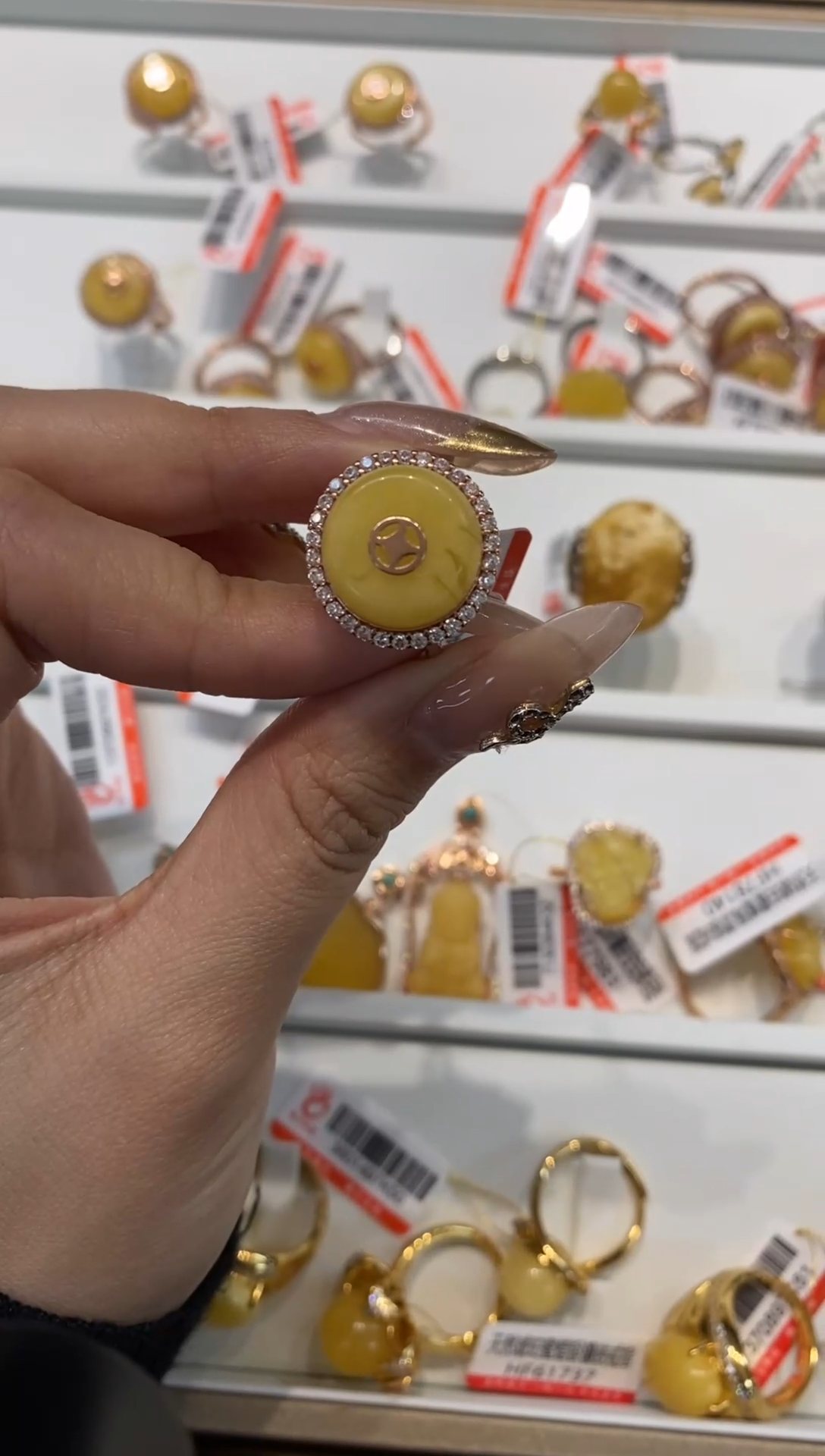 【闪购商品】琥珀戒指银S925镶嵌戒指