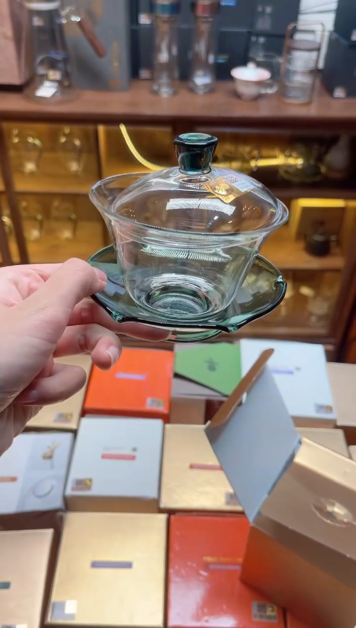 荷叶盖碗/湖绿色样品