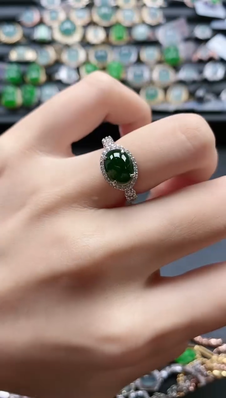 【闪购商品】翡翠戒指银S925镶嵌51511