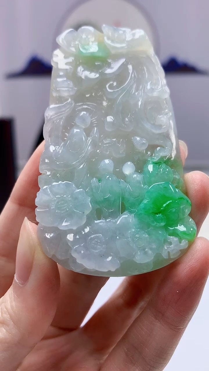 【闪购商品】定制翡翠未镶嵌5060zm-毛货挂件173