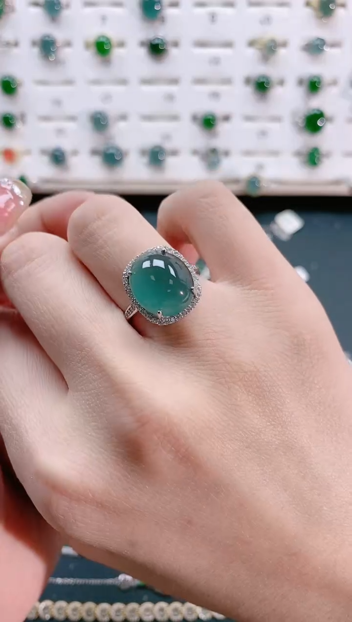 【闪购商品】翡翠戒指银S925镶嵌天然翡翠