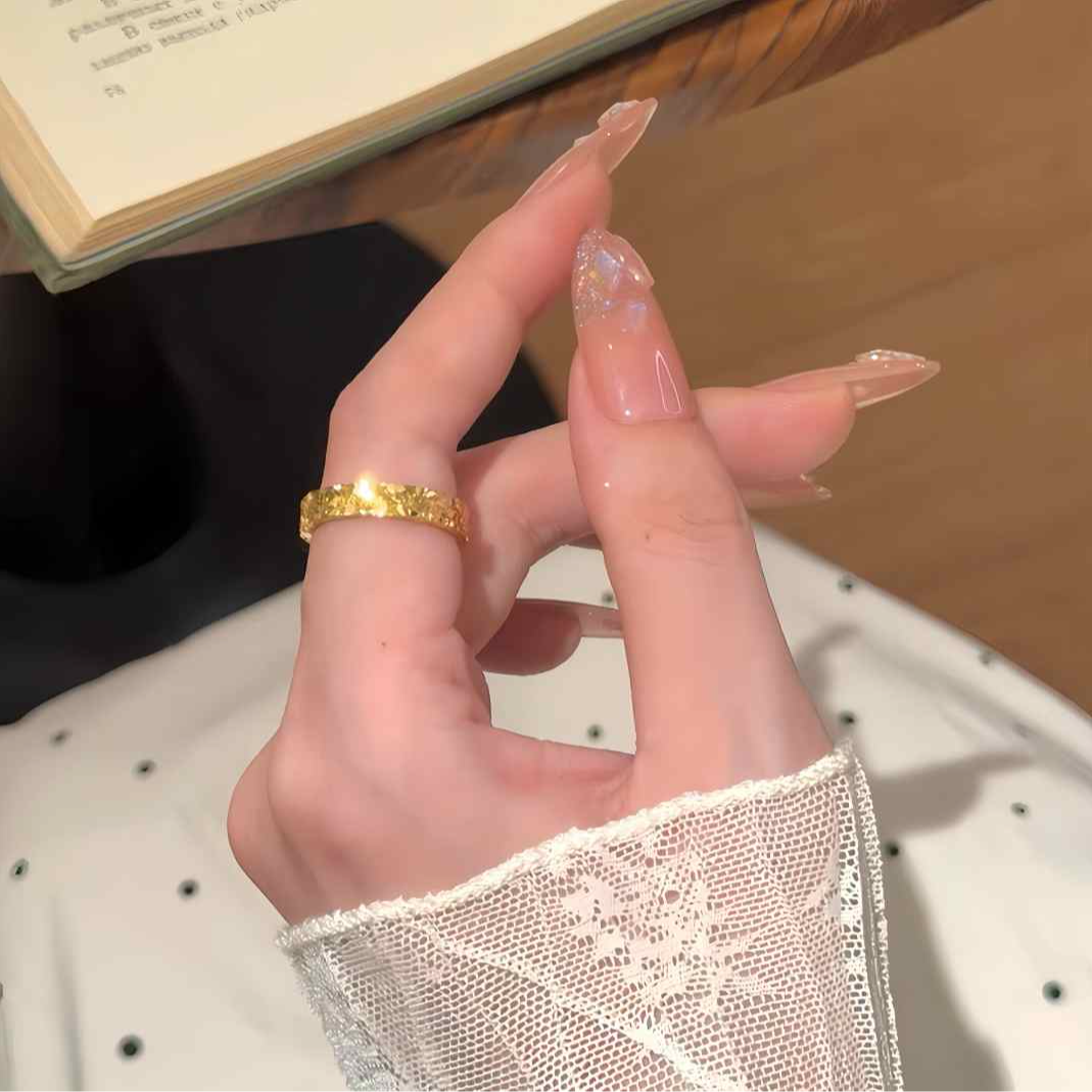 镀真金高品质铜底碎冰冰超闪实心戒时尚经典女款链条