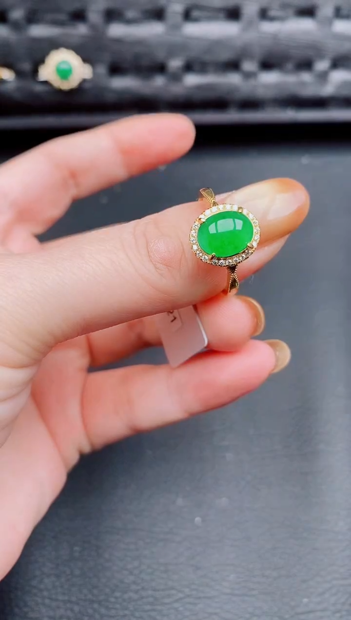 【闪购商品】翡翠戒指银S925镶嵌天然a货翡翠285