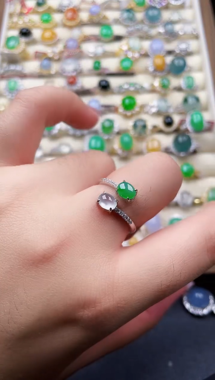 银S925镶嵌戒指翡翠22