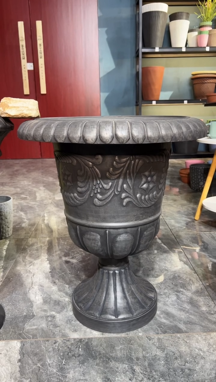 55*64/G55/黑色浮雕纹理酒杯强体花盆外贸尾单